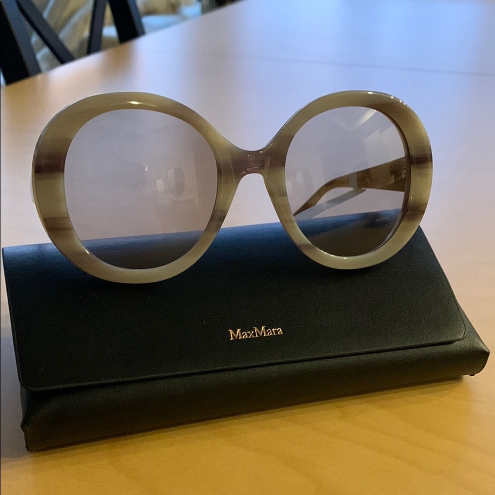 MaxMara Gray Oversized Round Sunglasses